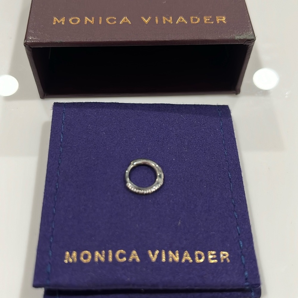MONICA VINADER HOOP HUGGIE EARRING SINGLE SILVER DIAMONDS BRAND NEW